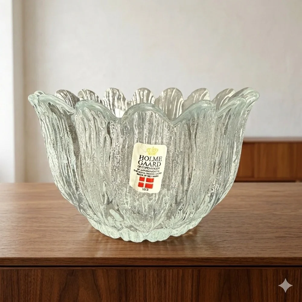 Holmegaard Copenhagen Crystal‎ Textured Glass Votive Candle Holder Denmark
